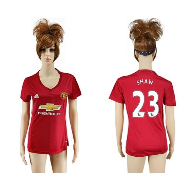 Women's Manchester United #23 Shaw Red Home Soccer Club Jersey