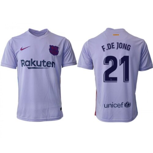 68616c5e8edad_1 Men's Barcelona #21 Frenkie de Jong 2021/22 Grey Away Soccer Jersey