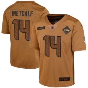 68616c665873c_1 Youth Seattle Seahawks #14 DK Metcalf 2023 Brown Salute To Service Limited Stitched Football Jersey
