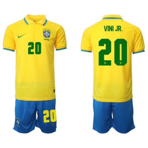 68616c6c97724_1 Men's Brazil #20 Vini Jr. Yellow Home Soccer Jersey Suit