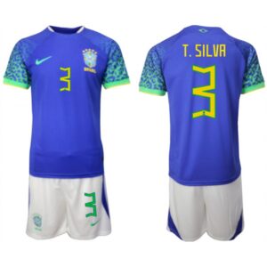 68616c747c267_1 Men's Brazil #3 T. Silva Blue 2022 FIFA World Cup Away Soccer Jersey Suit