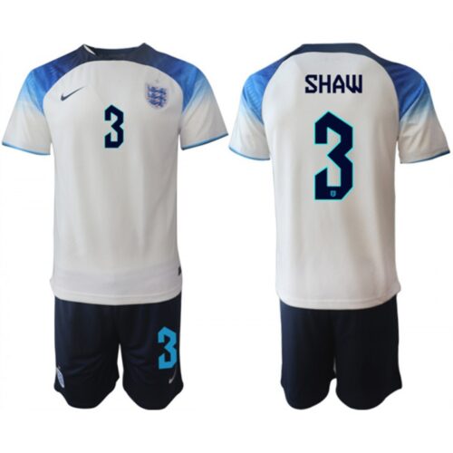 68616c87deef3_1 Men's England #3 Shaw White Home Soccer Jersey Suit