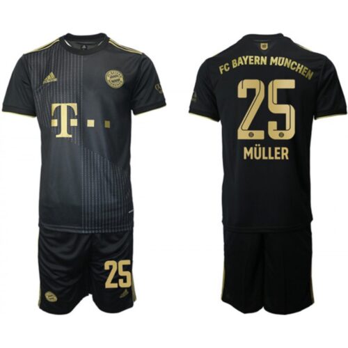 68616c9203b89_1 Men's FC Bayern Munchen #25 Thomas Muller Black Away Soccer Jersey Suit