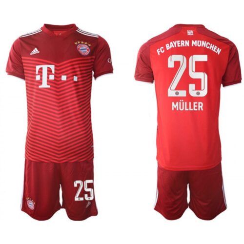 68616c97b724b_1 Men's FC Bayern Munchen #25 Thomas Muller Red Home Soccer Jersey Suit