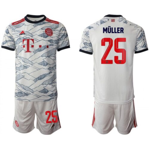 68616c9a65a34_1 Men's FC Bayern Munchen #25 Thomas Muller White Away Soccer Jersey Suit