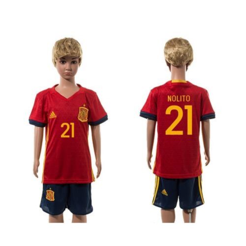 68616ccd1270e_1 Spain #21 Nolito Red Home Kid Soccer Country Jersey