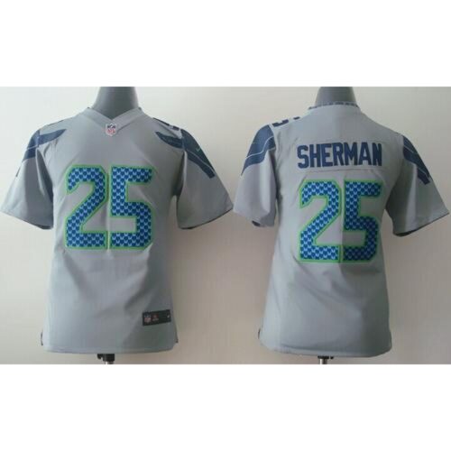 68616cd20640b_1 Seahawks #25 Richard Sherman Grey Alternate Youth Stitched NFL Elite Jersey