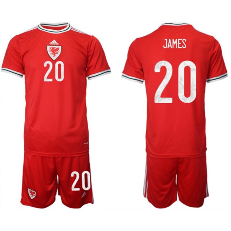 68616d0a0f0c0_1 Men's Wales #20 James Red Home Soccer Jersey Suit