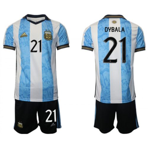 68616d42c967a_1 Men's Argentina #21 Dybala Maradona White/Blue Home Soccer Jersey Suit
