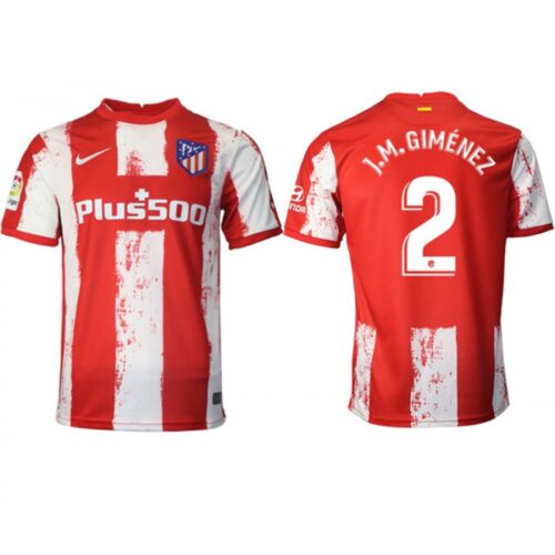 68616d57d0acc_1 Men's Athletic De Madrid #2 Jose Gimenez Red/White Home Soccer Jersey