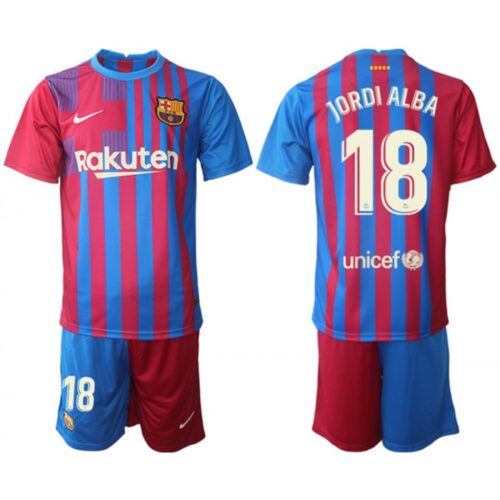 68616d708d384_1 Men's Barcelona #18 Jordi Alba 2021/22 Red Blue Home Soccer Jersey Suit