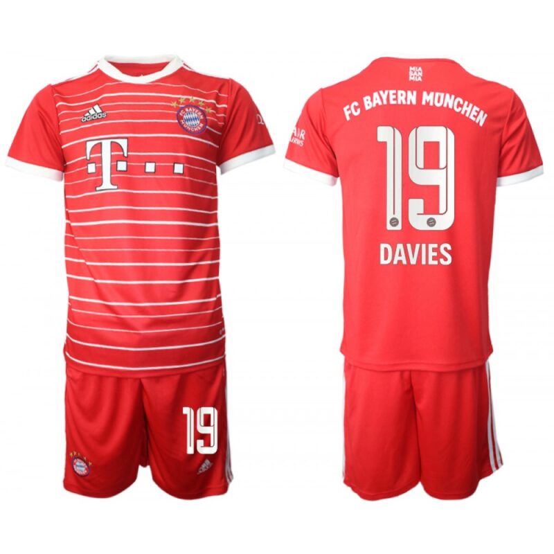 68616d89467e4_1 Men's FC Bayern Munchen #19 Alphonso Davies 22/23 Red Home Soccer Jersey Suit