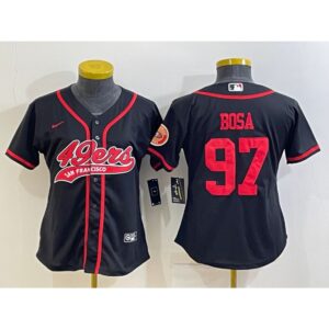68616d98d47c3_1 Youth San Francisco 49ers #97 Nick Bosa Black With Patch Cool Base Stitched Baseball Jersey