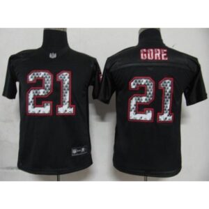 68616da1516fd_1 Sideline Black United 49ers #21 Frank Gore Black Stitched Youth NFL Jersey