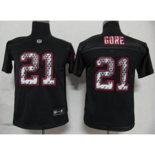 68616da1516fd_1 Sideline Black United 49ers #21 Frank Gore Black Stitched Youth NFL Jersey