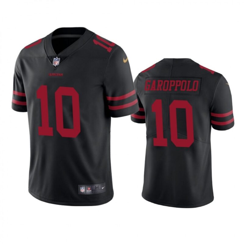 68616db583fb4_1 Youth NFL San Francisco 49ers #10 Jimmy Garoppolo Black Vapor Untouchable Limited Stitched Jersey