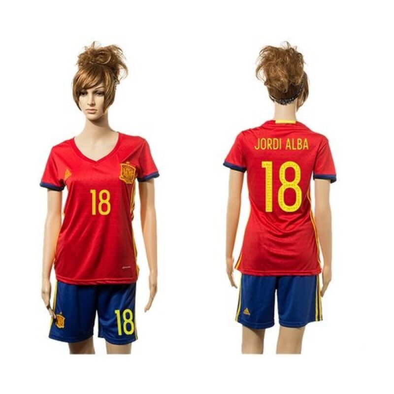 68616db5adcda_1 Women's Spain #18 Jordi Alba Red Home Soccer Country Jersey