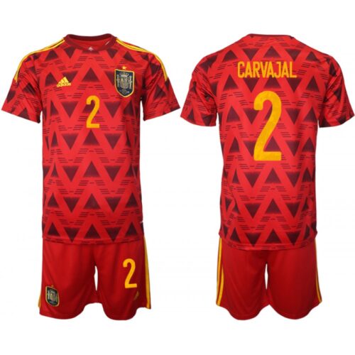 68616dbf57ba8_1 Men's Spain #2 Carvajal Red Home Soccer Jersey Suit