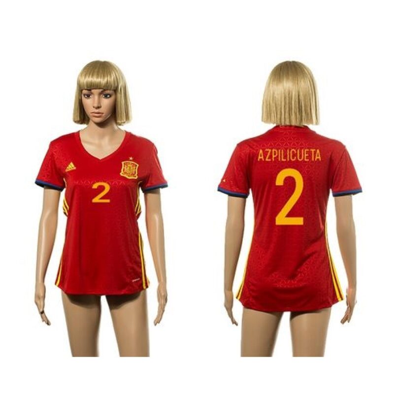 68616dc2f0ec3_1 Women's Spain #2 Azpilicueta Red Home Soccer Country Jersey