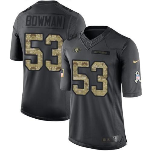 49ers #53 NaVorro Bowman Black Youth Stitched NFL Limited 2016 Salute to Service Jersey