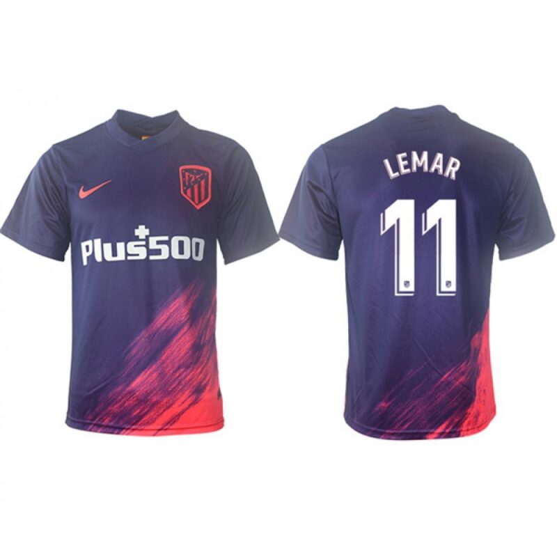 68616e1b1fa3e_1 Men's Athletic De Madrid #11 Thomas Lemar Purple Away Soccer Jersey