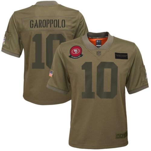 68616e1f5fbba_1 Youth NFL San Francisco 49ers #10 Jimmy Garoppolo 2019 Camo Salute To Service Limited Stitched Jersey