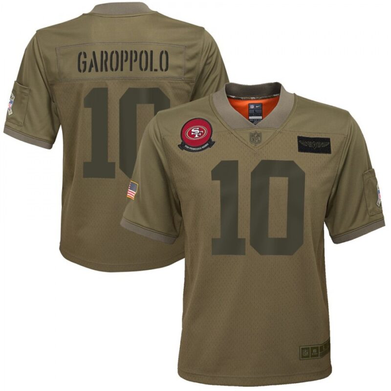 68616e1f5fbba_1 Youth NFL San Francisco 49ers #10 Jimmy Garoppolo 2019 Camo Salute To Service Limited Stitched Jersey