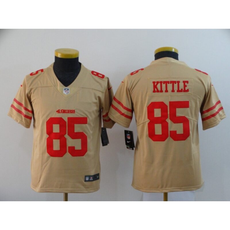 68616e3db08f0_1 Youth San Francisco 49ers #85 George Kittle Gold Inverted Legend Stitched Jersey