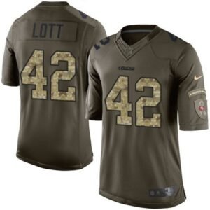49ers #42 Ronnie Lott Green Youth Stitched NFL Limited Salute to Service Jersey