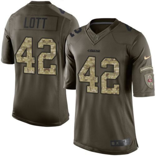 49ers #42 Ronnie Lott Green Youth Stitched NFL Limited Salute to Service Jersey