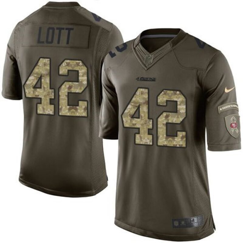 49ers #42 Ronnie Lott Green Youth Stitched NFL Limited Salute to Service Jersey