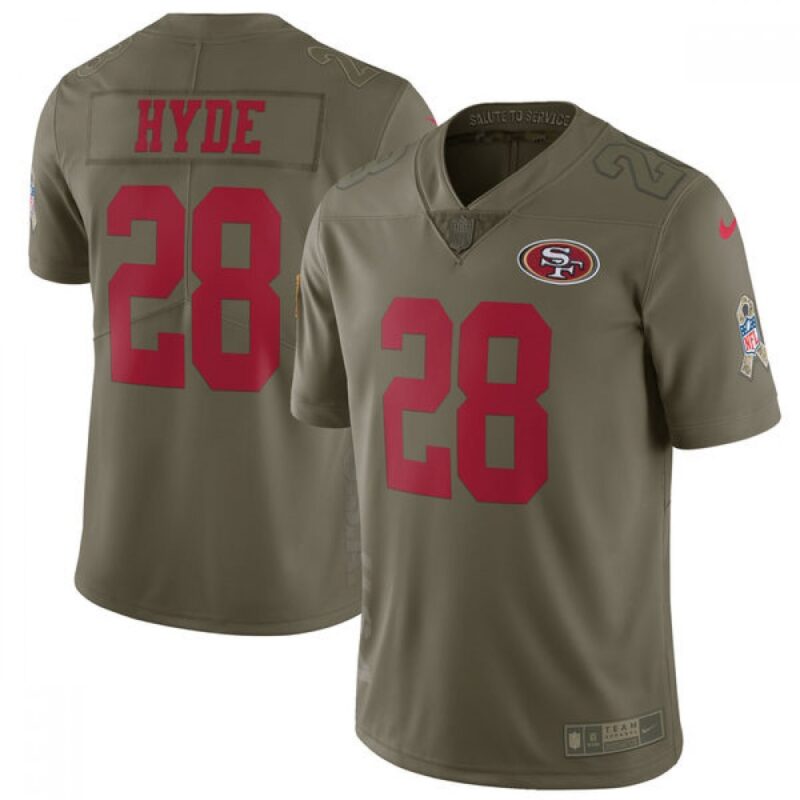 68616e7460782_1 Youth San Francisco 49ers #28 Carlos Hyde Olive Salute To Service Limited Stitched NFL Jersey