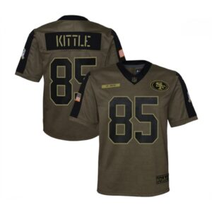 68616e7ab0ac9_1 Youth San Francisco 49ers #85 George Kittle 2021 Olive Salute To Service Limited Stitched Jersey