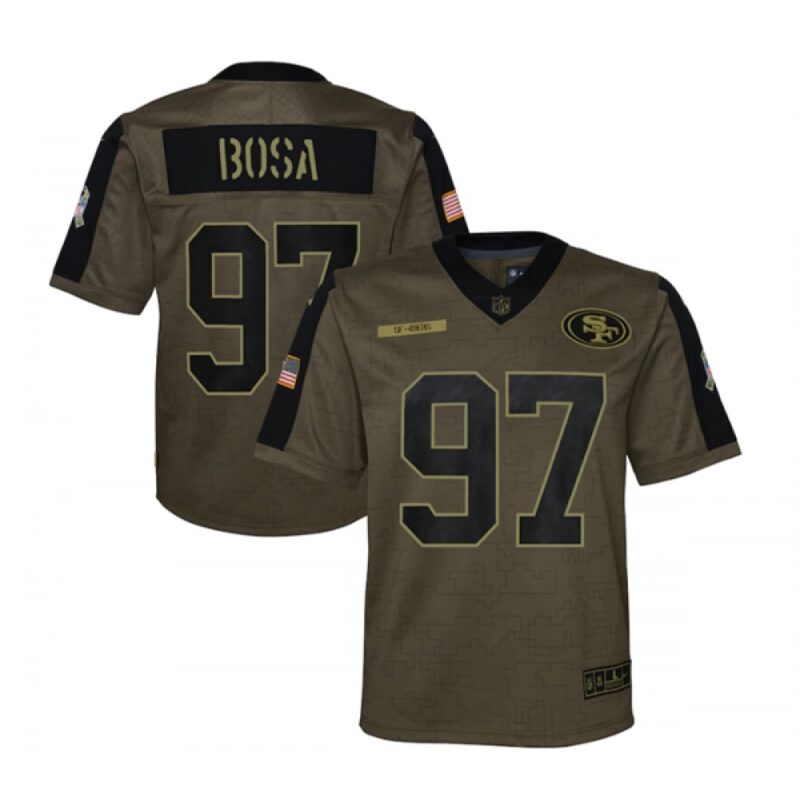 68616e7df408e_1 Youth San Francisco 49ers #97 Nick Bosa 2021 Olive Salute To Service Limited Stitched Jersey