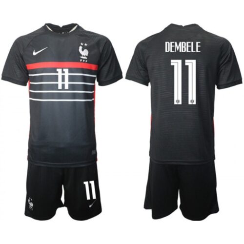 68616e7fac45e_1 Men's France #11 Dembele Black Home Soccer Jersey Suit