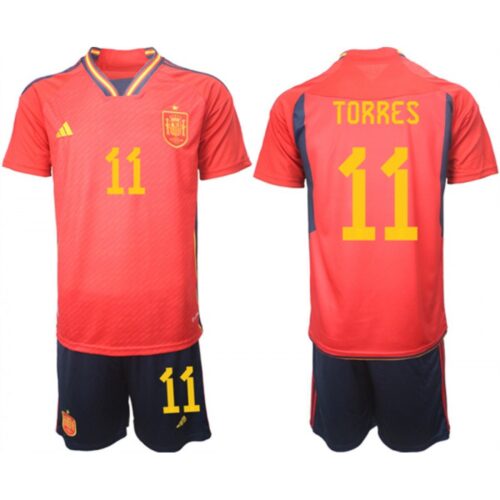 68616ea1c6144_1 Men's Spain #11 Torres Red Home Soccer Jersey Suit