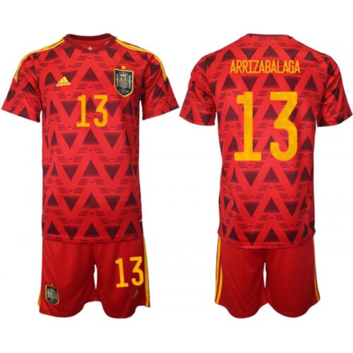 68616ea55d861_1 Men's Spain #13 Arrizabalaga Red Home Soccer Jersey Suit