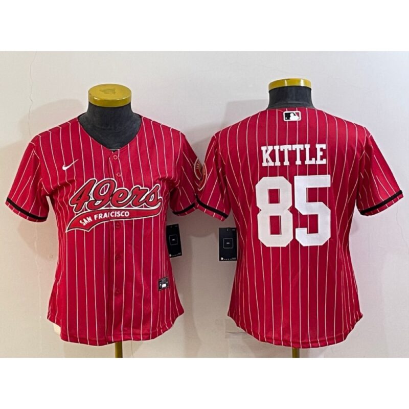 68616ea747af1_1 Youth San Francisco 49ers #85 George Kittle Red With Patch Cool Base Stitched Baseball Jersey