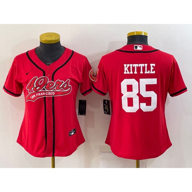 68616ea9eb514_1 Youth San Francisco 49ers #85 George Kittle Red With Patch Cool Base Stitched Baseball Jersey