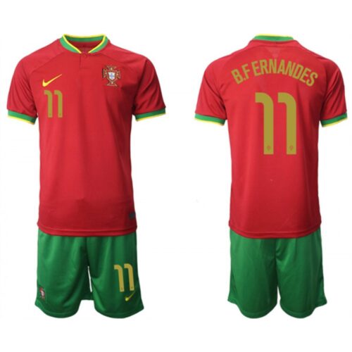 68616eaf82289_1 Men's Portugal #11 B. Fernandes Red Home Soccer Jersey Suit