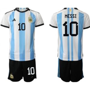 68616ee9a6018_1 Youth Argentina #10 Messi White/Blue 3 Stars Home Soccer Jersey Suit