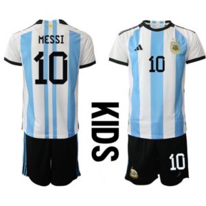68616eec560ca_1 Youth Argentina #10 Messi White/Blue 2022 FIFA World Cup Home Soccer Jersey Suit