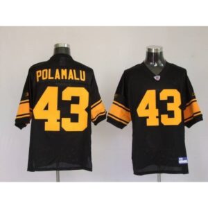 68616f0ee8219_1 Steelers #43 Troy Polamalu Black With Yellow Number Stitched Youth NFL Jersey
