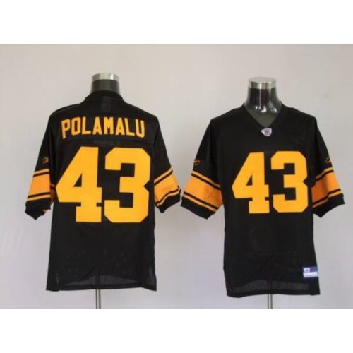 68616f0ee8219_1 Steelers #43 Troy Polamalu Black With Yellow Number Stitched Youth NFL Jersey