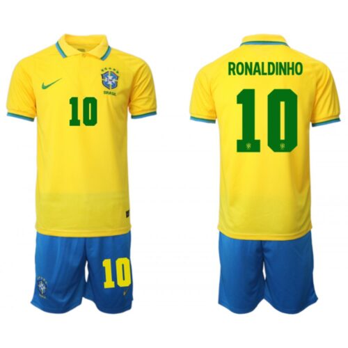 68616f1fdcd79_1 Men's Brazil #10 Ronaldinho Yellow Home Soccer Jersey Suit