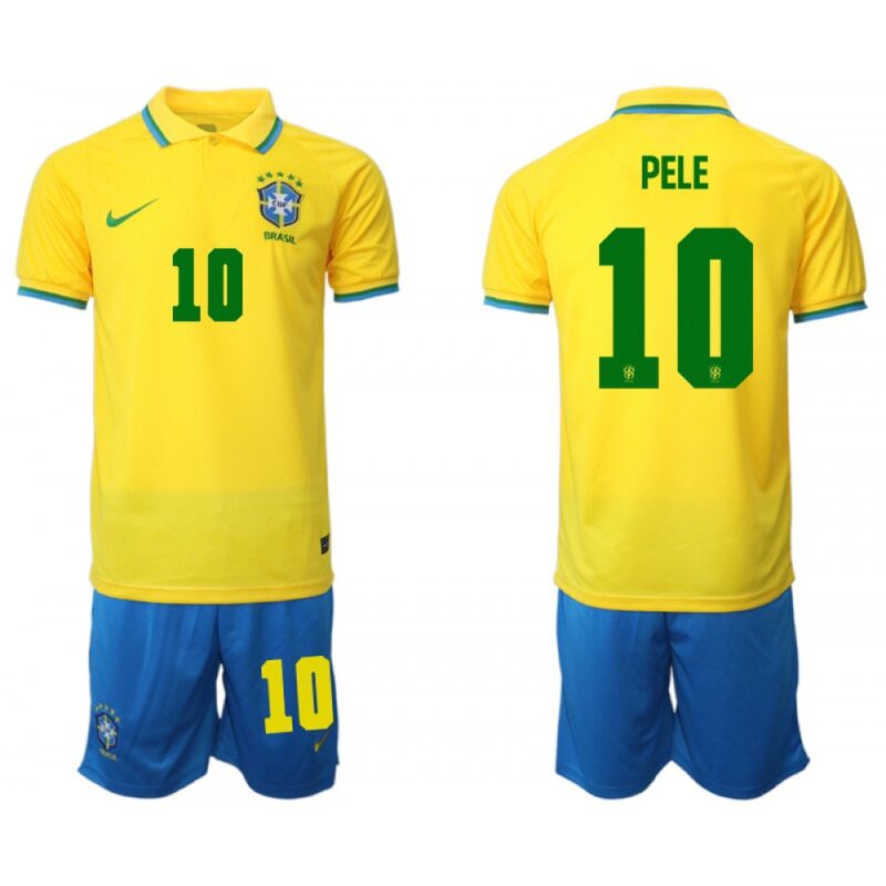 68616f23035df_1 Men's Brazil #10 Pele Yellow Home Soccer Jersey Suit