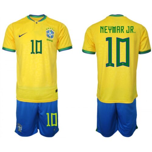 68616f25b89a9_1 Men's Brazil #10 Neymar Jr Yellow 2022 FIFA World Cup Home Soccer Jersey Suit