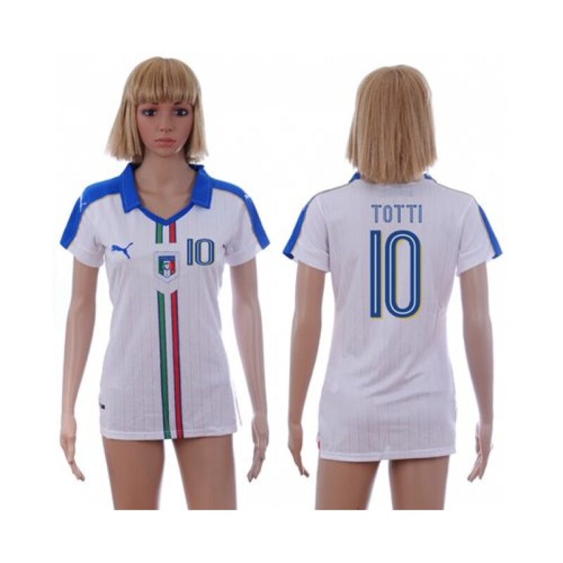 68616f51a5529_1 Women's Italy #10 Totti Away Soccer Country Jersey