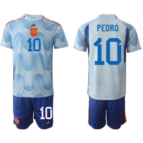 68616f78b62b3_1 Men's Spain #10 Pedro Blue Away Soccer Jersey Suit