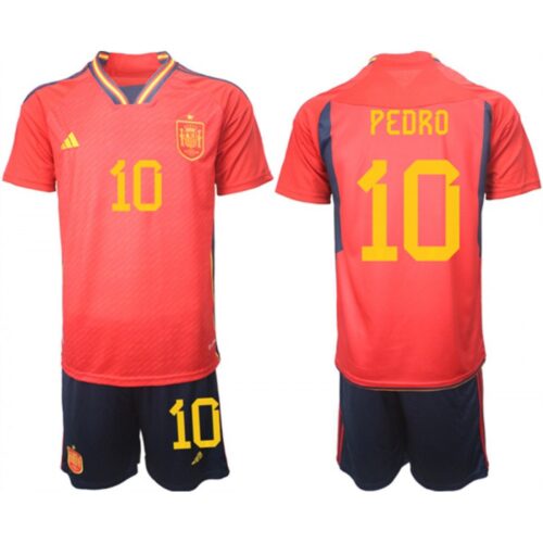68616f84484e7_1 Men's Spain #10 Pedro Red Home Soccer Jersey Suit